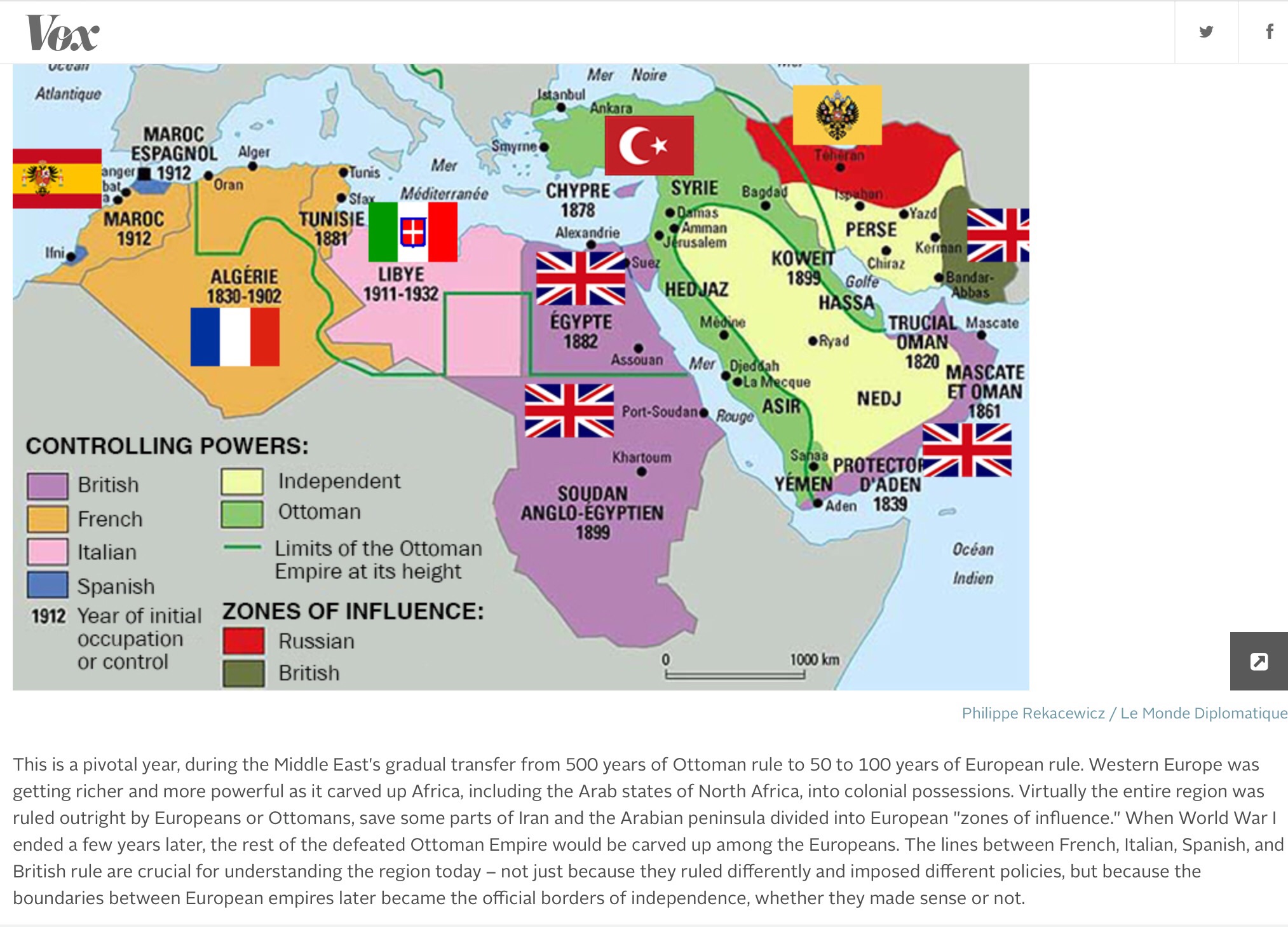 The Middle East in 1914. Source: Vox. http://bit.ly/1mf5ymr